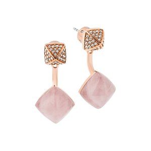NWT MICHAEL KORS 14K Rose Gold Pink Quartz Pave Po